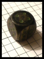 Dice : Dice - 6D Pipped - Black Wood  with Green Pips - Ebay May 2012